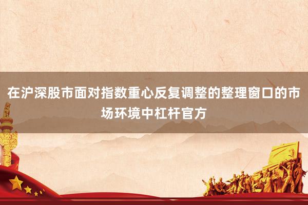 在沪深股市面对指数重心反复调整的整理窗口的市场环境中杠杆官方