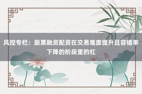 风控专栏：股票融资配资在交易难度提升且容错率下降的阶段里的杠