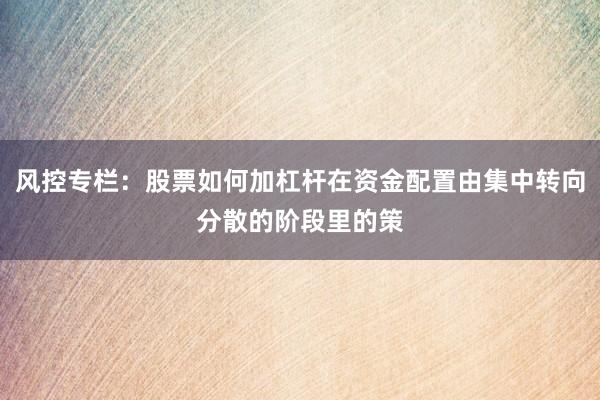 风控专栏：股票如何加杠杆在资金配置由集中转向分散的阶段里的策