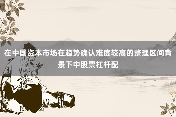 在中国资本市场在趋势确认难度较高的整理区间背景下中股票杠杆配